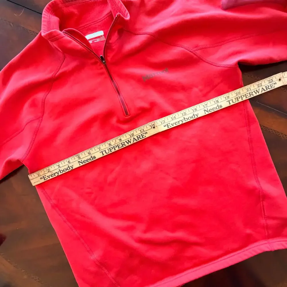 Marmot Men's Large 1/2 Zip Stretch‎ Fleece Pullover red Jacket base layer